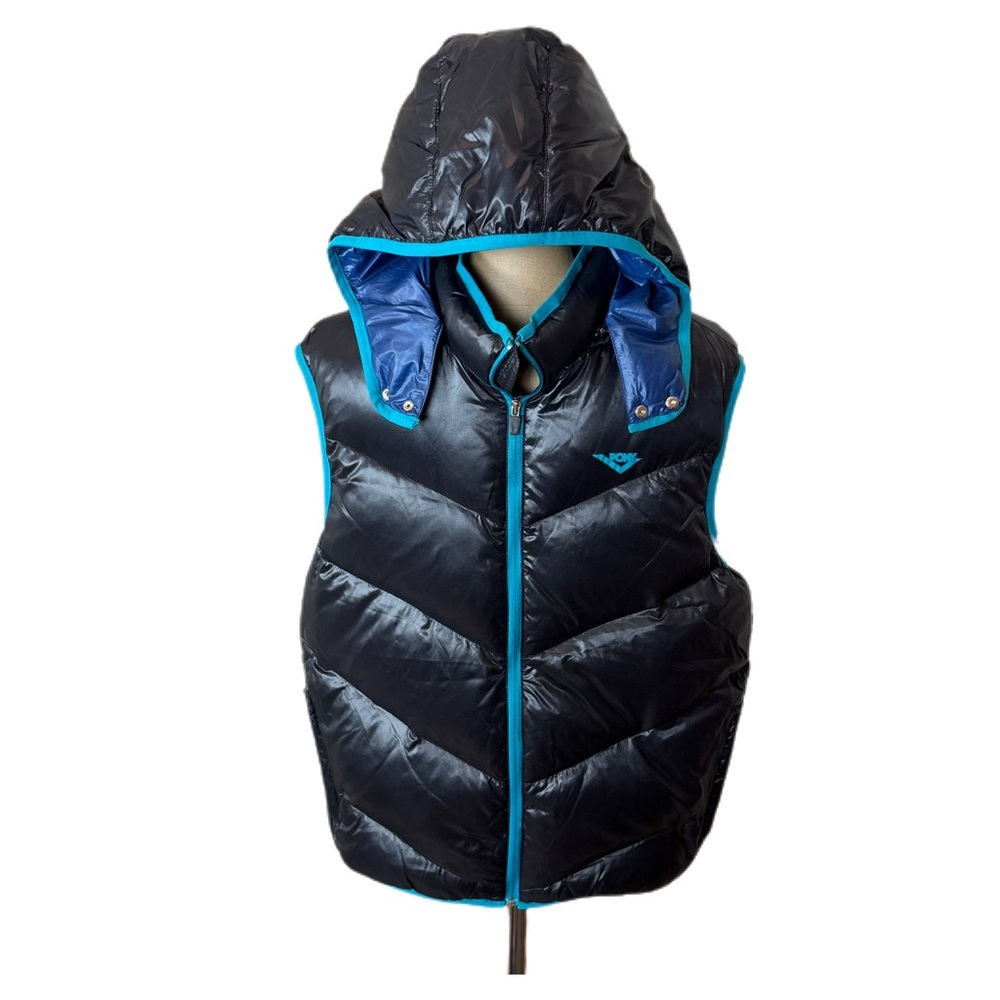 Pony Puffer Vest Black & Blue Men’s Size 105